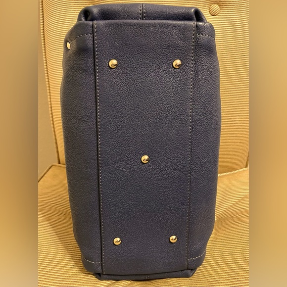 MCM Slate Blue Pebbled Saffiano Leather Satchel - Picture 14 of 17